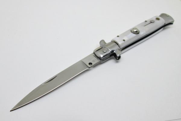 9" Automatic Switchblade Stiletto - White Simulated Pearl Handle - MILANO 9" Automatic Switchblade Stiletto - White Simulated Pearl Handle - MILANO