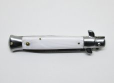 9" Automatic Switchblade Stiletto - White Simulated Pearl Handle - MILANO