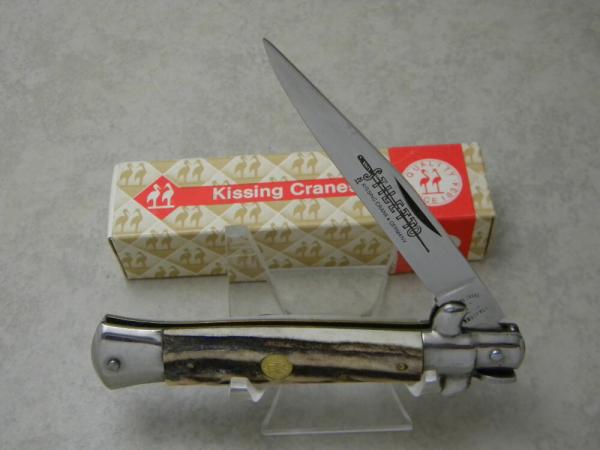 Kissing Crane KC47 Rostfrei Made in Germany Stag Medium Stiletto Knife in Box