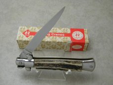 Kissing Crane KC47 Rostfrei Made in Germany Stag Medium Stiletto Knife in Box