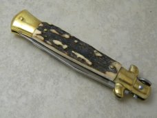 Kissing Crane KC47 Rostfrei Solingen Germany Stag Medium Stiletto Knife NIB
