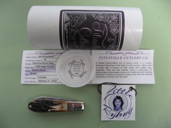 DANIELS FAMILY KNIFE BRANDS-TITUSVILLE CUTLERY-LITTLE RYBUG STAG BARLOW