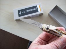 Hubertus Knife Solingen, Germany Small 08 Genuine  Stag/Antler  5 3/4 " Open Lillyput NIB