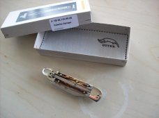 Hubertus Knife Solingen, Germany Small 08 Genuine  Stag/Antler  5 3/4 " Open Lillyput NIB