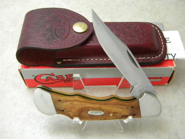 Case XX USA Bradford USA 1991 Curly Maple Finger Groove Lockback Sheath Knife Case XX USA Bradford USA 1991 Curly Maple Finger Groove Lockback Sheath Knife