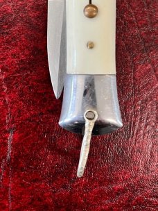 White Handle Rizzuto Estileto Milano Switchblade Knife 