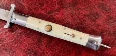 White Handle Rizzuto Estileto Milano Switchblade Knife 