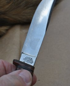 Wade  Butcher Sheffield  9 1/4" OAL Stacked Leather Firth's Stainless Full Tang No Sheath
