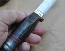 Wade  Butcher Sheffield  9 1/4" OAL Stacked Leather Firth's Stainless Full Tang No Sheath