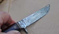 Western W36 Fixed Blade 10" OAL Distressed Full Tang Little Use No Sheath Aluminum Pommel 
