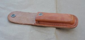 Schrade Tan Leather Sheath For An LB7 or similar 5" Knife Mint NOS Never Folded