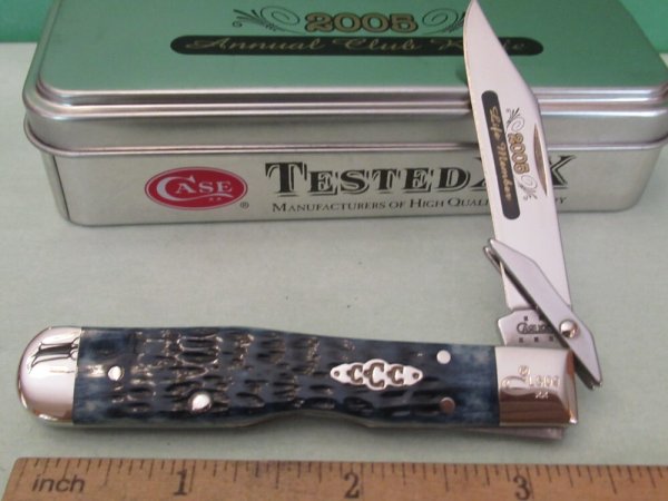 Case XX 2005 CCC Mediterranean Blue Bone Cheetah Club Pattern # 611 1/2 SS