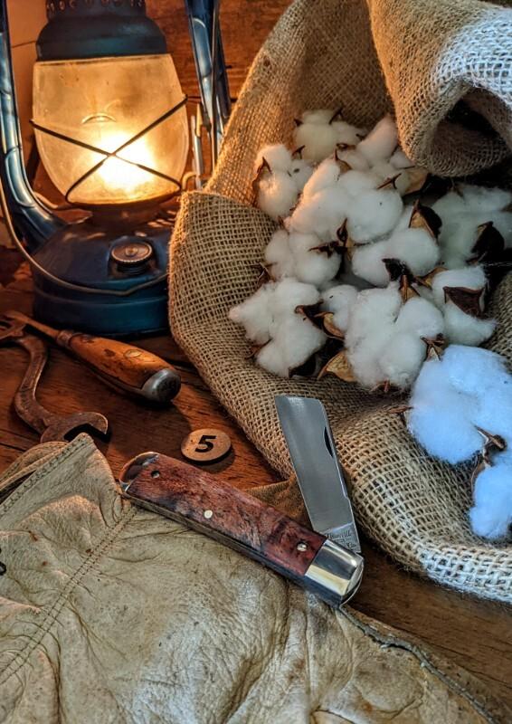 TITUSVILLE CUTLERY-Big Easy Cotton Knife-Burnt Orange Maple Burl Wood Handles-5-1095 High Carbon