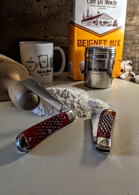 TITUSVILLE CUTLERY - Big Easy Cotton Knife-Precious Stone Red Jig Bone Handles-1095 High Carbon TITUSVILLE CUTLERY - Big Easy Cotton Knife-Precious Stone Red Jig Bone Handles-1095 High Carbon