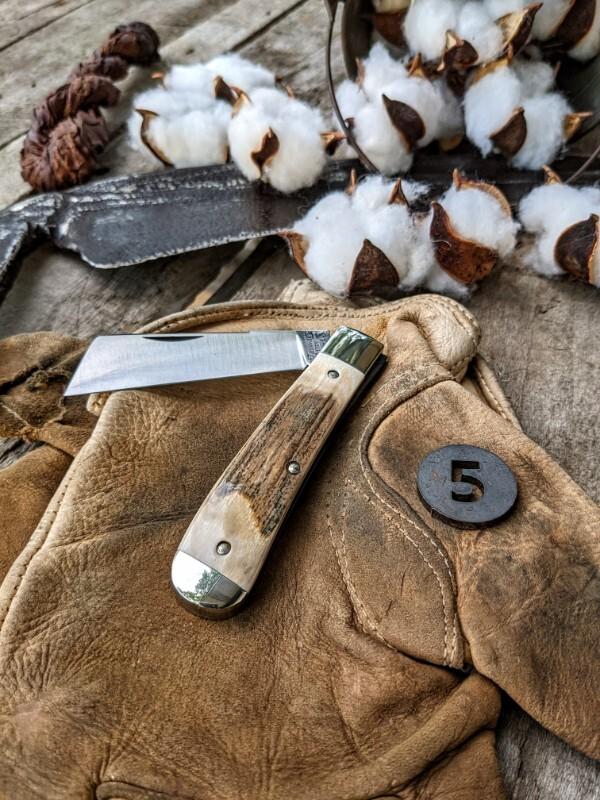 TITUSVILLE CUTLERY-Big Easy Cotton Knife-Mammoth Bark Ivory Handles-5-1095 High Carbon Steel