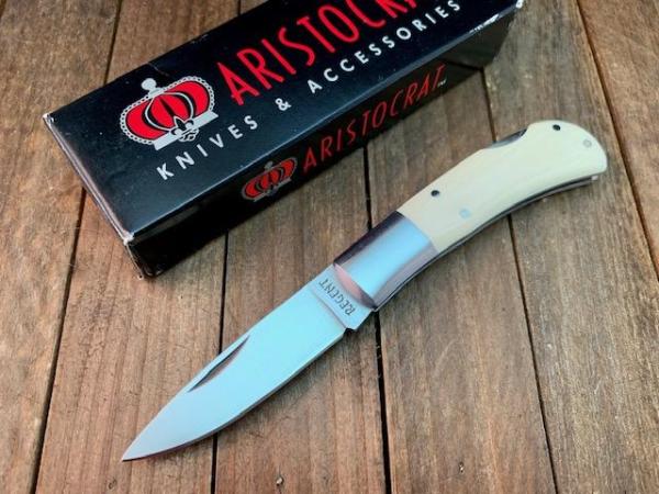 Aristocrat Regent Lockback Ivory Micarta 1990’s Aristocrat Regent Lockback Ivory Micarta 1990’s