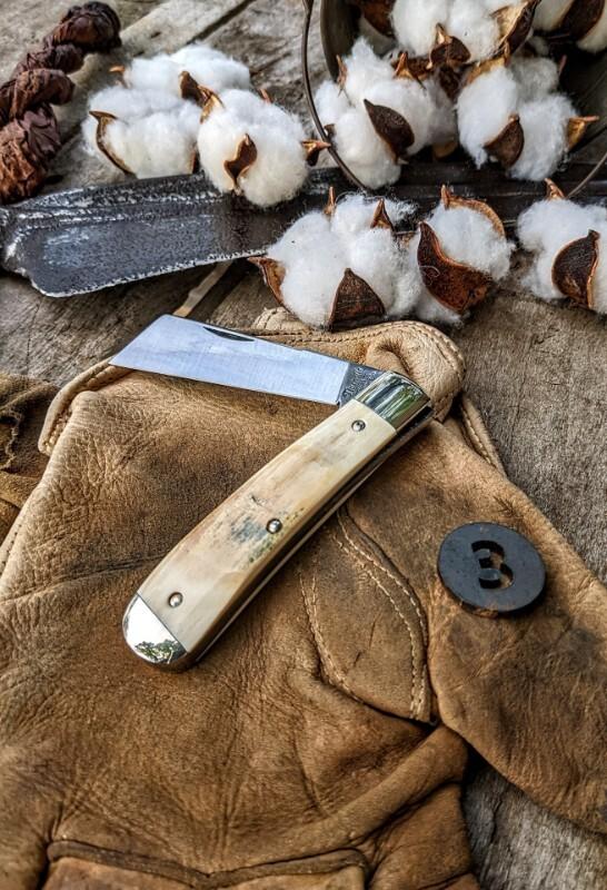 TITUSVILLE CUTLERY-Big Easy Cotton Knife-Mammoth Bark Ivory Handles-3-1095 High Carbon Steel