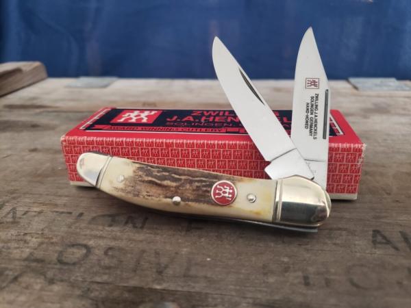 Zwilling JA Henckels Copperhead HK4S Red Shield - by Boker - Hand Forged - Thick Stag NIB