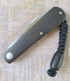 Jeffery Mitchell Black Palm Swayback Jack...3.75" closed..A2..gold lip pearl Shield..coa with pouch 