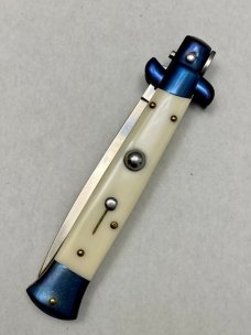 Older Frank B 23cm / 9" Dagger Blade Faux Ivory w/Blue Bolsters Swivel EX Beltrame 