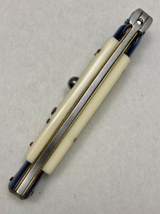 Older Frank B 23cm / 9" Dagger Blade Faux Ivory w/Blue Bolsters Swivel EX Beltrame 