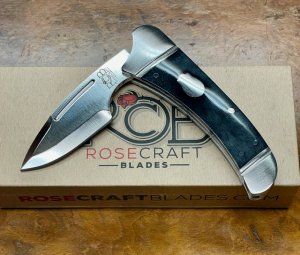 Rosecraft Blades "Zambezie" slipjoint with Grey smooth bone scales and a drop point blade with coil