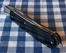 Rosecraft Blades "Appalachian Jack" scales are black micarta, clip point blade, and pry tip.
