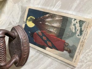 ROUND OAK INDIAN, ADVERTISING ITEM IRON AND POST CARD