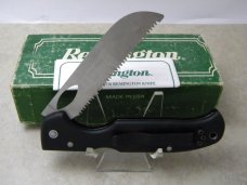 Remington USA Black Serrated Rattlesnake Lockback Knife