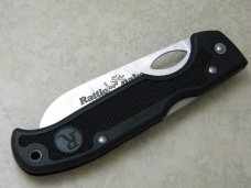 Remington USA Black Serrated Rattlesnake Lockback Knife