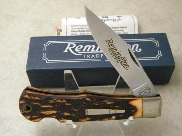 Remington USA 1990 Delrin R1306 Camp Bullet  Lockback Knife (Not the correct box). 