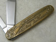 Winchester Tdmk. New Haven CT Model 1873 Brass Lockback Knife in Box