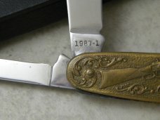Winchester Tdmk. New Haven CT Model 1873 Brass Lockback Knife in Box