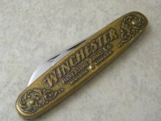 Winchester Tdmk. New Haven CT Model 1873 Brass Lockback Knife in Box