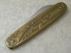 Winchester Tdmk. New Haven CT Model 1873 Brass Lockback Knife in Box