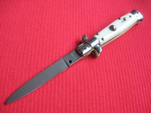 Older Oreste Dibon Italian 16cm. Imit. Ivory STILETTO Switchblade Knife - New Old Stock