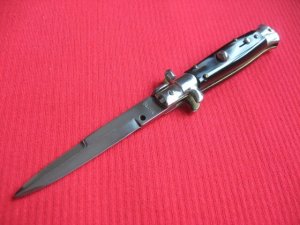 Older Oreste Dibon Italian 16cm. Imit. Horn STILETTO Switchblade Knife - New Old Stock