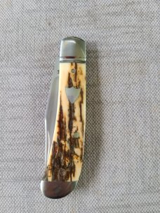 Bobby Toole Jigged Mammoth Ivory Honknose Trapper...Cpm154...3 7/8" closed..New...pouch and coa.