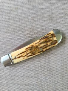 Bobby Toole Jigged Mammoth Ivory Honknose Trapper...Cpm154...3 7/8" closed..New...pouch and coa.