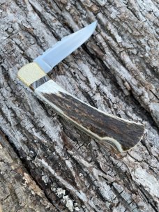 BUCK 110 LEROY REMER CUSTOM ELK HORN FOLDING HUNTER