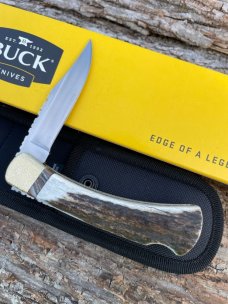 BUCK 110 LEROY REMER CUSTOM ELK HORN FOLDING HUNTER
