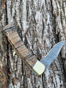 BUCK 110 LEROY REMER CUSTOM BROWN MAMMOTH TOOTH FOLDING HUNTER