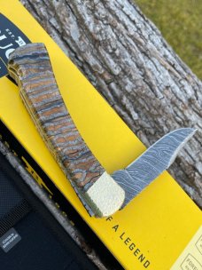 BUCK 110 LEROY REMER CUSTOM BROWN MAMMOTH TOOTH FOLDING HUNTER