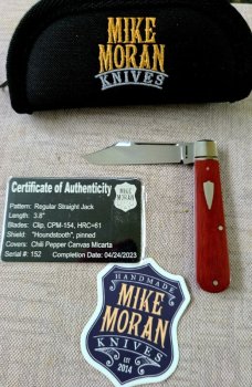 Mike Moran Straight Clip Jack..Chili Pepper MIcarta..CPM-154...3 7/8"..coa,.pouch..New #152