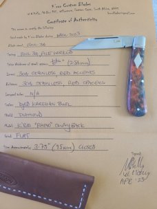 Kroo Rhino Karellian Birch.Rwl34.3.75.fluted bolsters.filework.spacers..liners.lanyard tube coa/slip