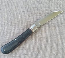 Kroo Rhino...Denim Micarta...Rwl34...3.75" clsd...fluted bolsters.filework.spacers..liners..coa/slip