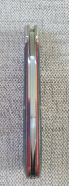 Kroo Rhino...Denim Micarta...Rwl34...3.75" clsd...fluted bolsters.filework.spacers..liners..coa/slip
