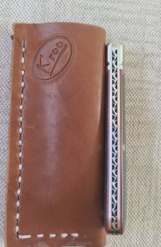 Kroo Rhino...Denim Micarta...Rwl34...3.75" clsd...fluted bolsters.filework.spacers..liners..coa/slip