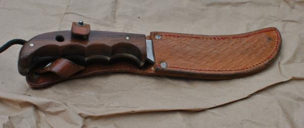 PIC Skinner With Original Sheath Puma Made Early 50's 9 1/2" OAL Light Use Wood Handle Blade Etch