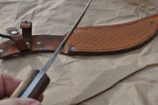 PIC Skinner With Original Sheath Puma Made Early 50's 9 1/2" OAL Light Use Wood Handle Blade Etch